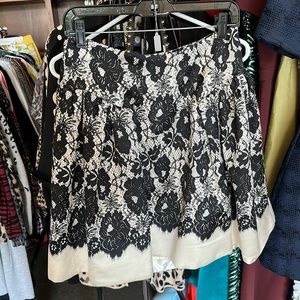 Milly Black and Cream Vintage Floral Skirt